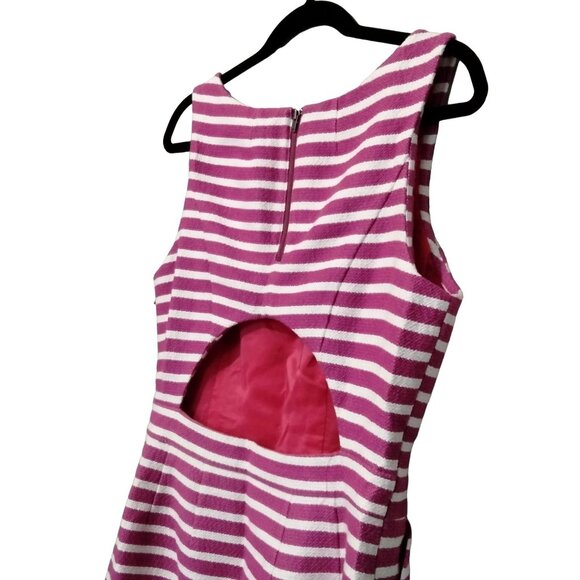 Halogen Pink White Striped Sleeveless Side Pockets Back Cutout  Dress Size 12 - Picture 9 of 12
